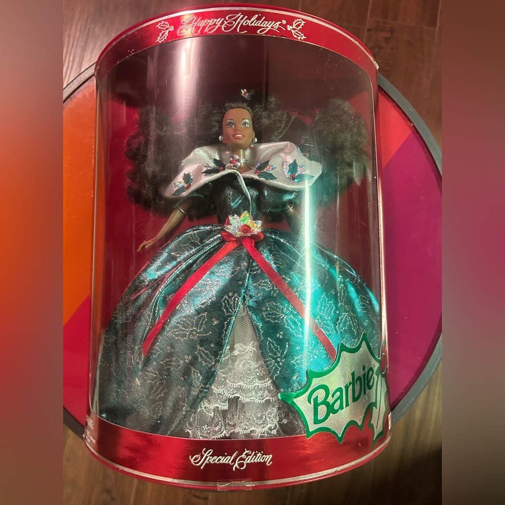 Barbie Festive Doll in Teal & Red Gown! 1995!